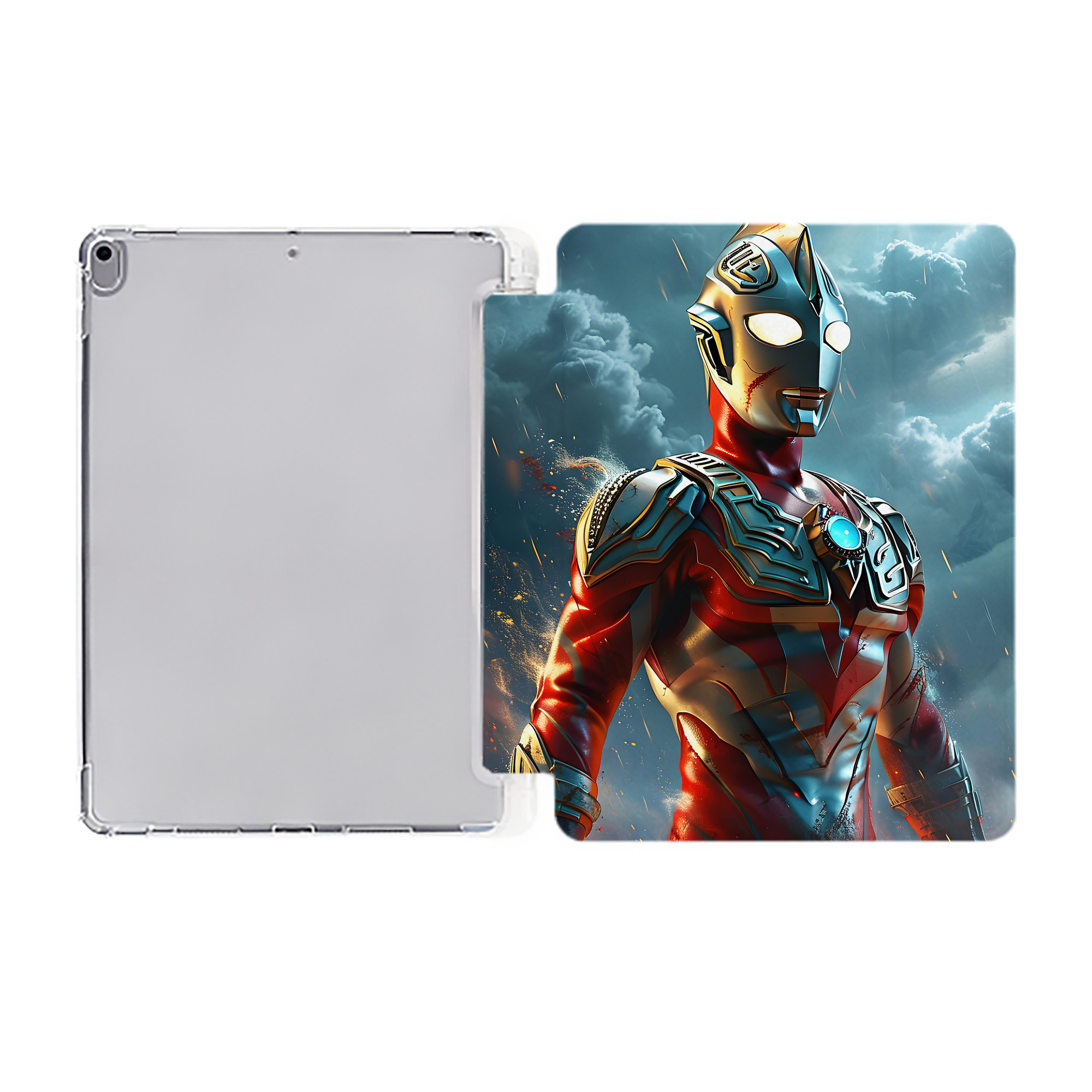 （画像用） ウルトラマン Ultraman IPad ケース ペン収納付き 三つ折りスタンド PUレザー×シリコン 対応機種9.5/10.5/10.9インチ